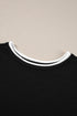 Contrast Trim Textured Knit Half Sleeve Drop Shoulder Drawstring Waist Wide Leg Two Piece Pant Set